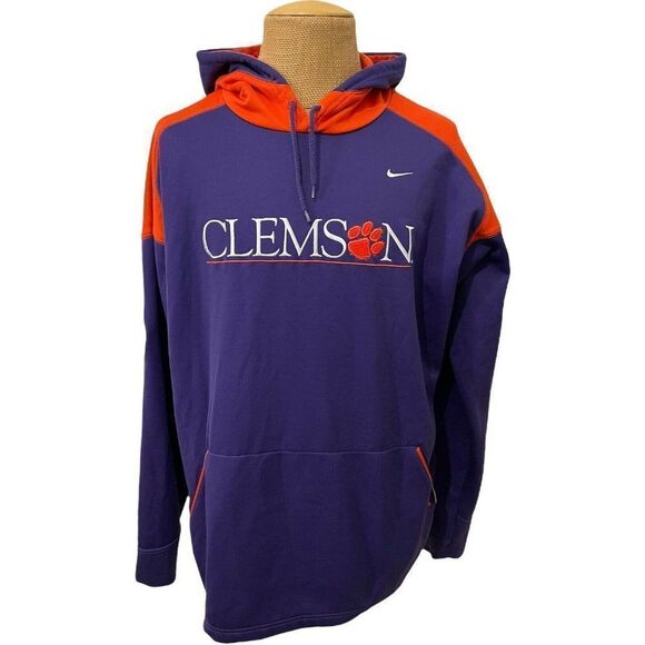 Clemson Tigers NIKE Fit Men's Sweater Hoodie Purple Orange GATOR BOWL Size 2XL - Picture 1 of 7